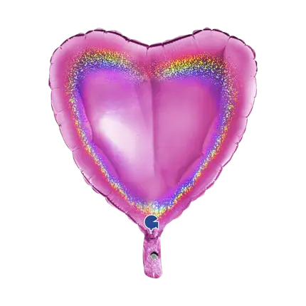 Pink Holographic Heart Balloon 46cm