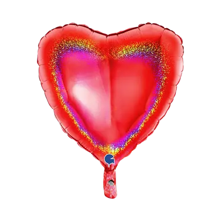 Red Holographic Heart Balloon 46cm