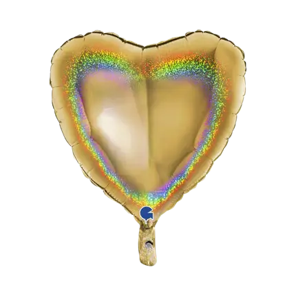 Holographic Heart Balloon Gold 46cm