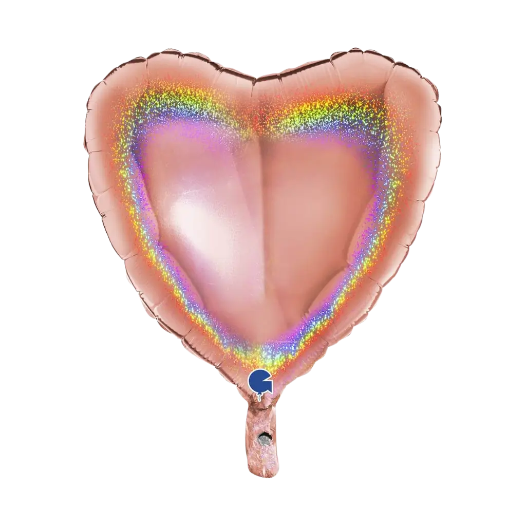 Holographic Heart Balloon Rose Gold 46cm