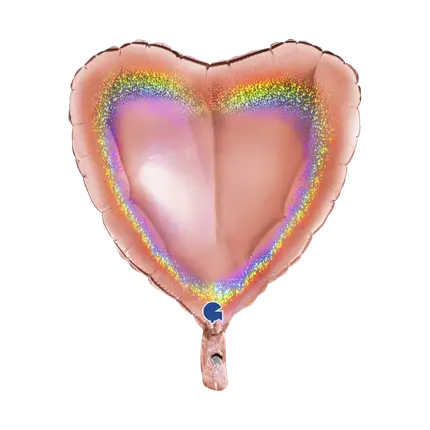 Holographic Heart Balloon Rose Gold 46cm