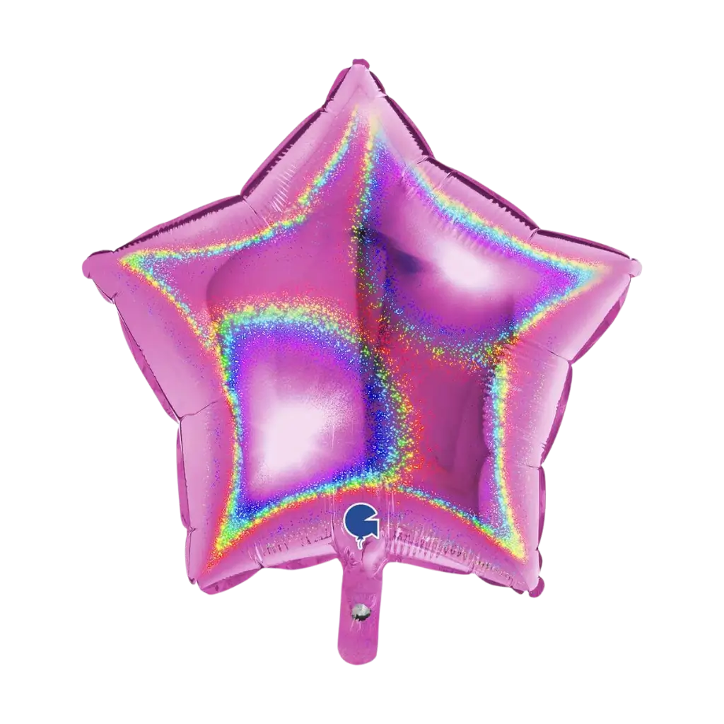 Pink Holographic Star Balloon 46cm