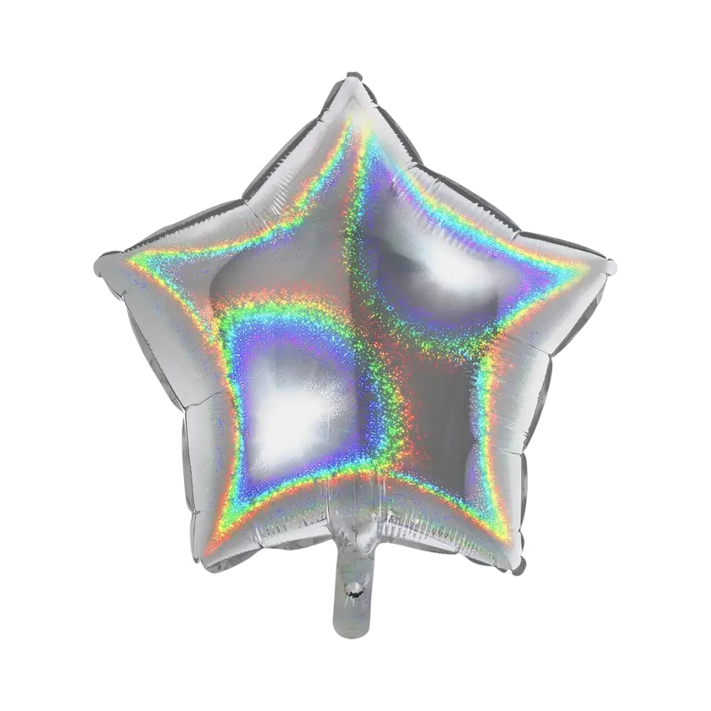 Silver Holographic Star Balloon 46cm