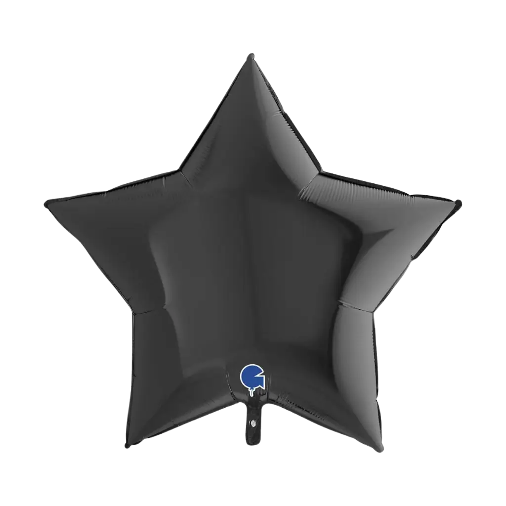 Metal Star Balloon Black 91cm