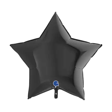 Metal Star Balloon Black 91cm