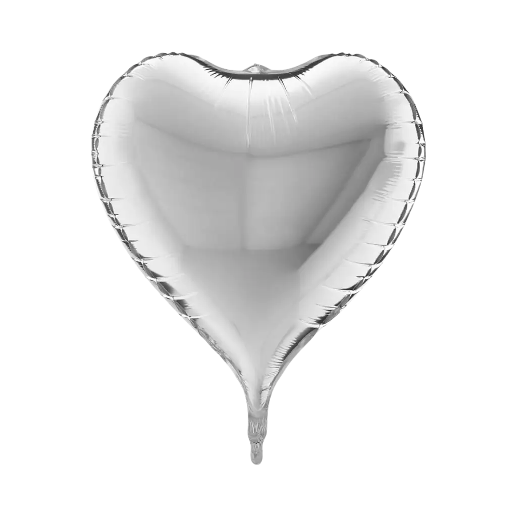 3D Silver Heart Balloon 58cm