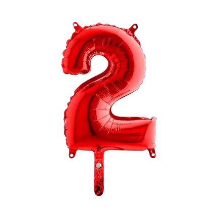 Birthday balloon number 2 Red 36cm