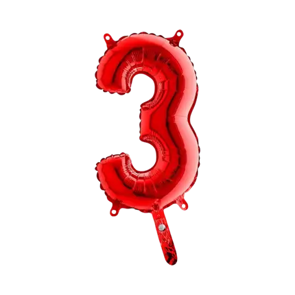 Birthday balloon number 3 Red 36cm