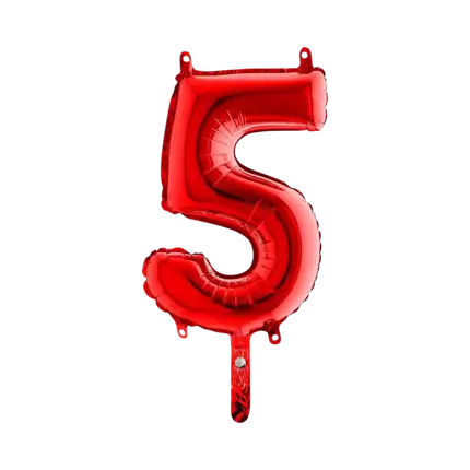 Birthday balloon number 5 Red 36cm