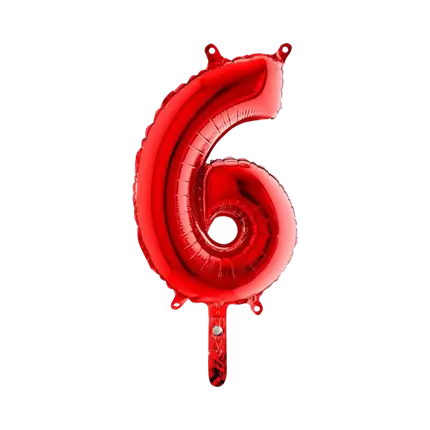 Birthday balloon number 6 Red 36cm