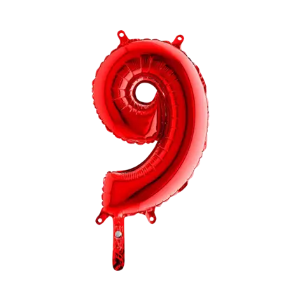 Birthday balloon number 9 Red 36cm