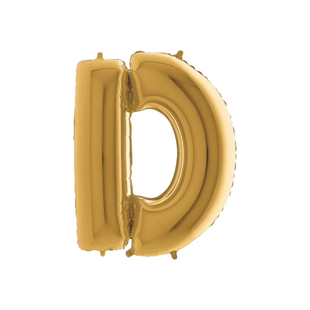 Aluminium balloon letter D Gold 102cm