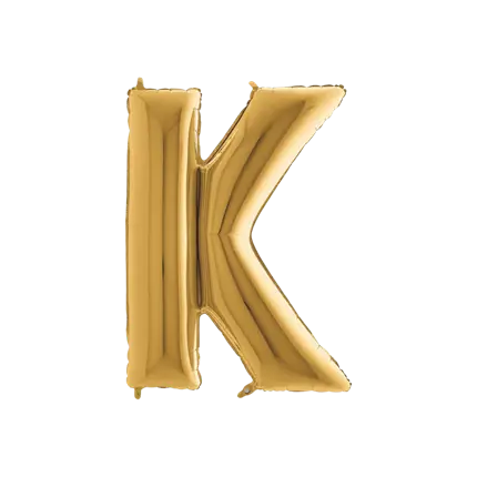 Aluminium balloon letter K Gold 102cm