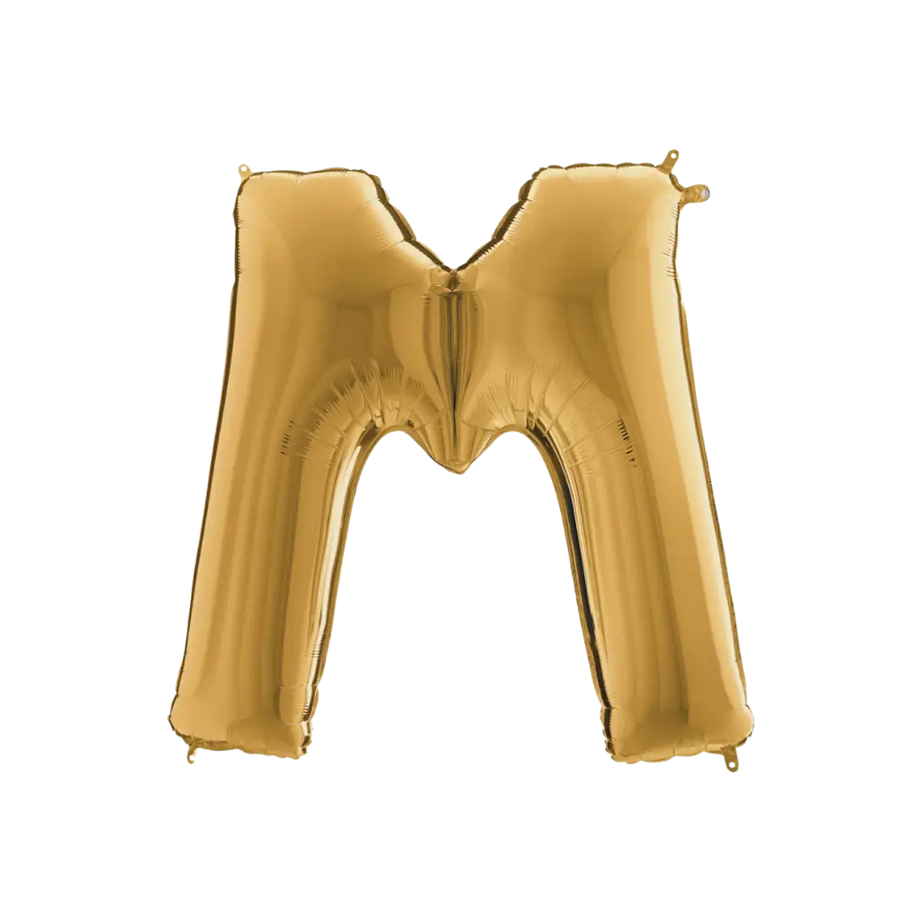 Balloon aluminium letter M Gold 102cm