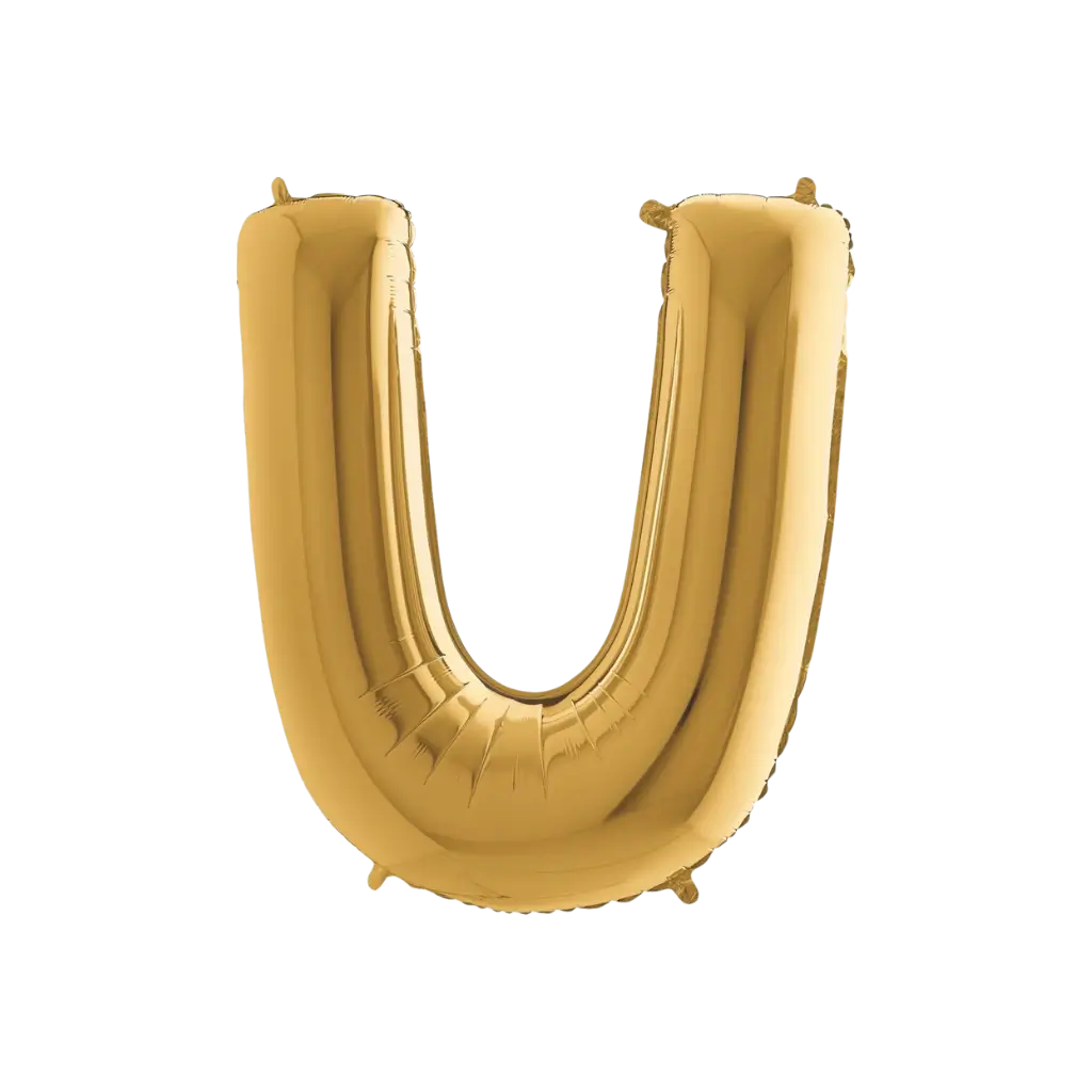 Aluminium balloon letter U Gold 102cm