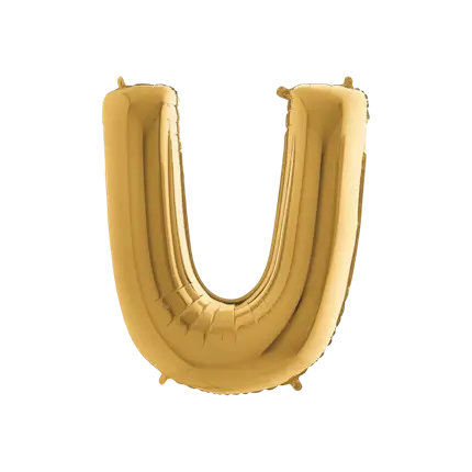 Aluminium balloon letter U Gold 102cm