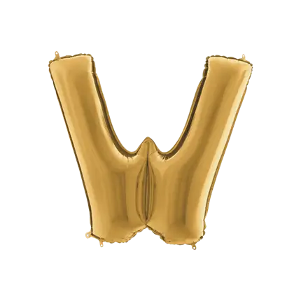 Aluminium balloon letter W Gold 102cm