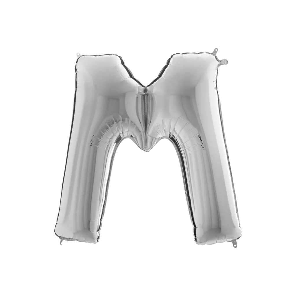 Aluminium balloon letter M Silver 102cm