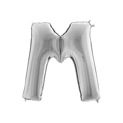 Aluminium balloon letter M Silver 102cm