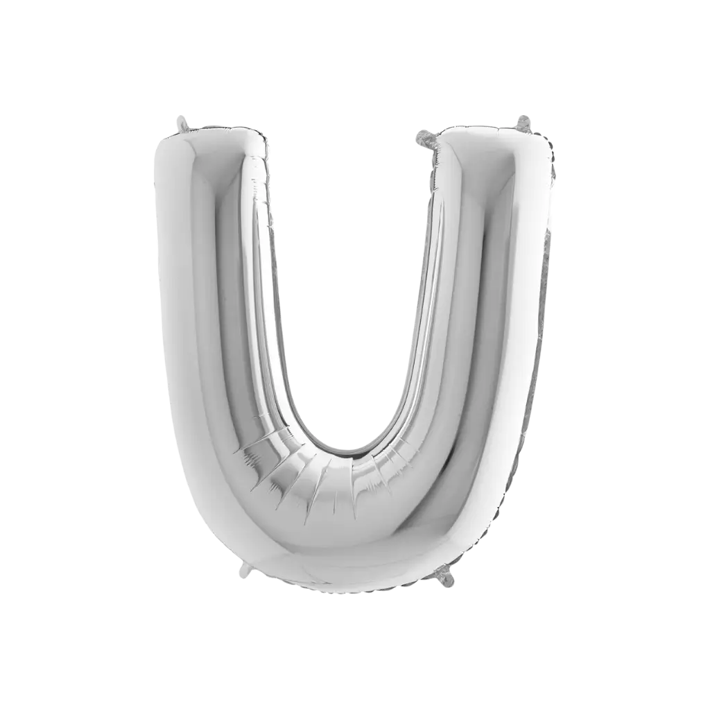 Aluminium balloon letter U Silver 102cm