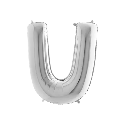 Aluminium balloon letter U Silver 102cm