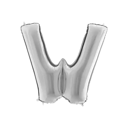 Aluminium balloon letter W Silver 102cm