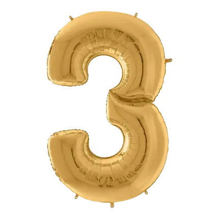 Giant birthday balloon number 3 Gold 163cm