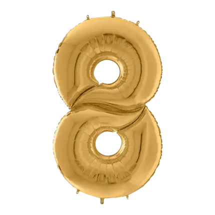 Giant birthday balloon number 8 gold 163cm