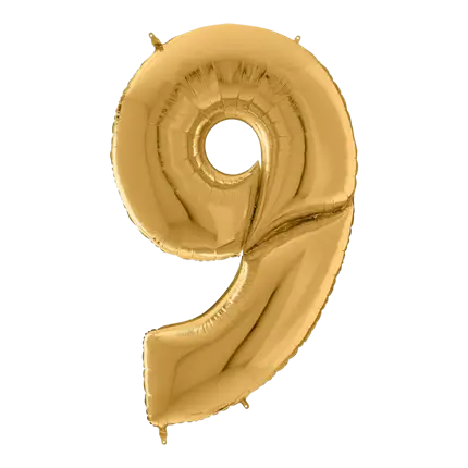 Giant birthday balloon number 9 gold 163cm
