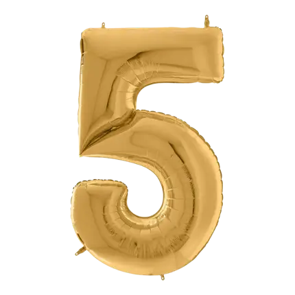 Giant birthday balloon number 5 Gold 163cm
