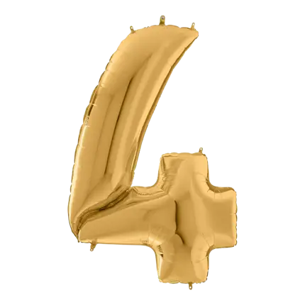 Giant birthday balloon number 4 Gold 163cm