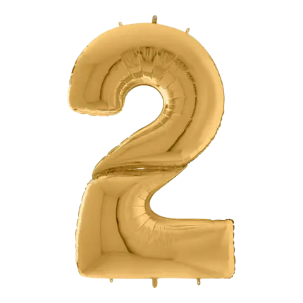 Giant birthday balloon number 2 Gold 163cm
