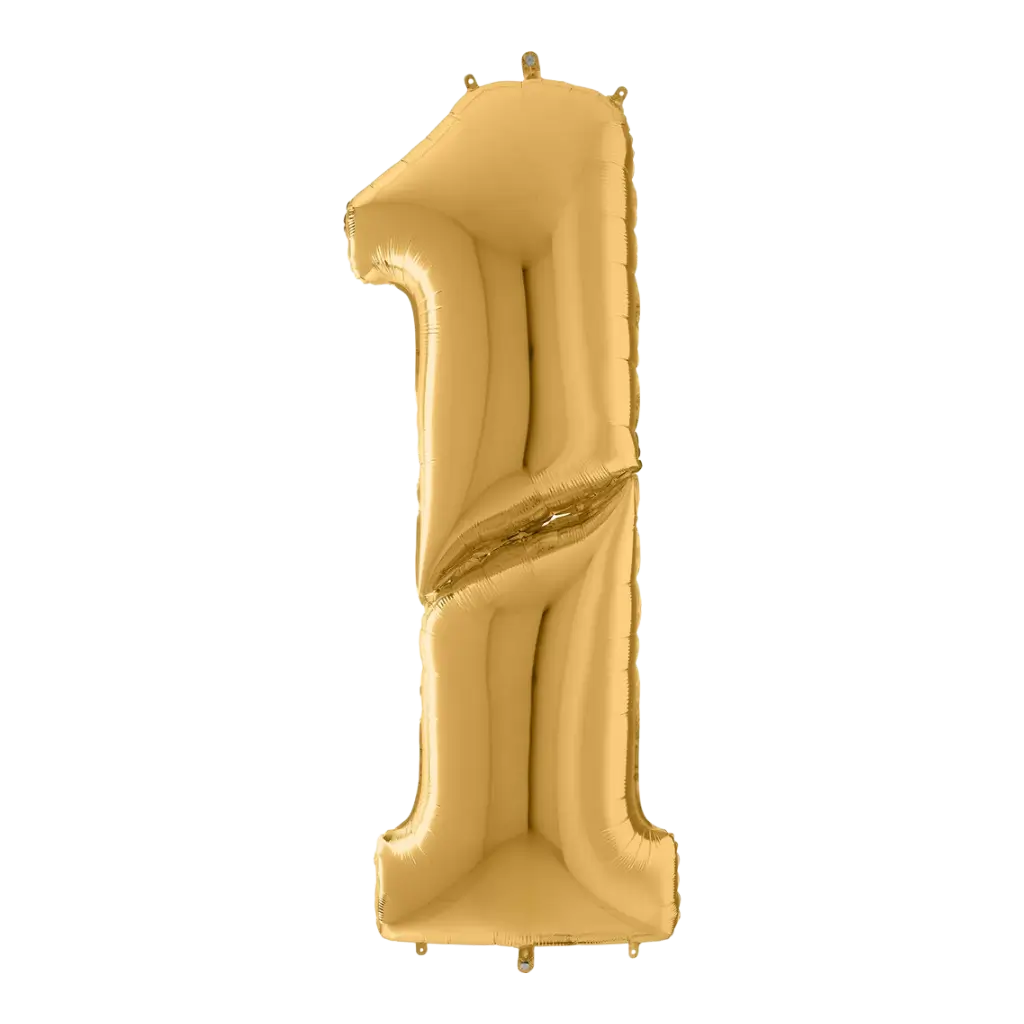 Giant birthday balloon number 1 Gold 163cm