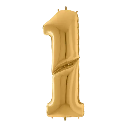 Giant birthday balloon number 1 Gold 163cm