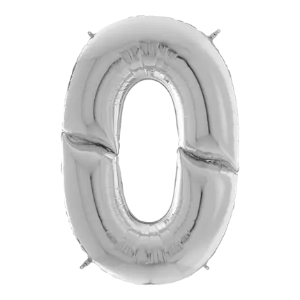 Giant birthday balloon number 0 Silver 163cm