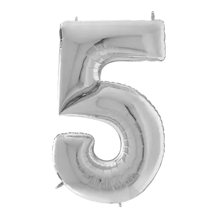 Giant birthday balloon number 5 Silver 163cm