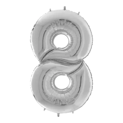 Giant birthday balloon number 8 Silver 163cm