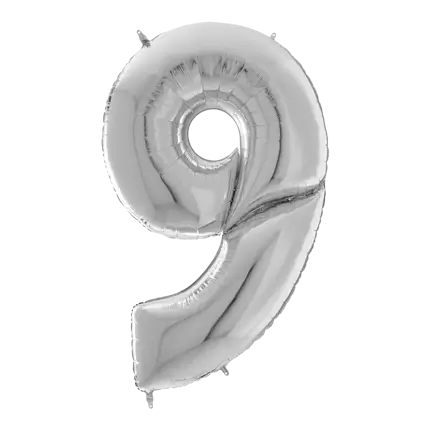 Giant birthday balloon number 9 Silver 163cm