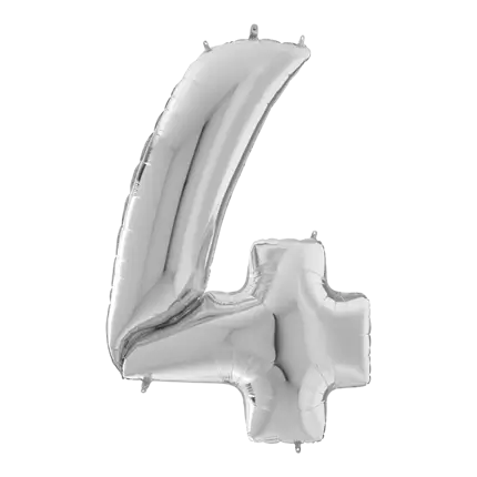 Giant birthday balloon number 4 Silver 163cm