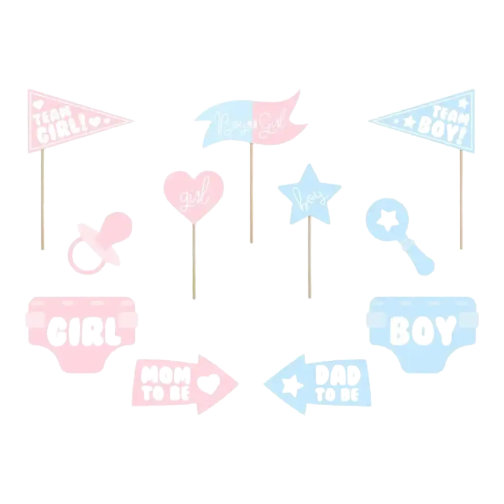 Photo Props Gender Reveal Party (11 pieces)