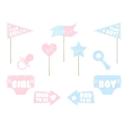 Photo Props Gender Reveal Party (11 pieces)