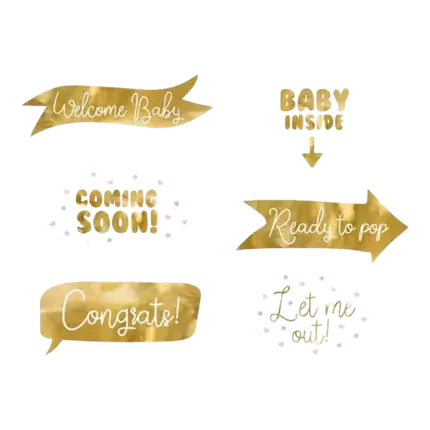 Photo Props Baby Shower Gold 6 pieces