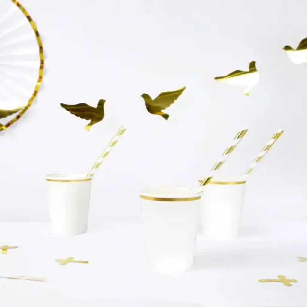 White paper cup with gold rim (Set of 6)