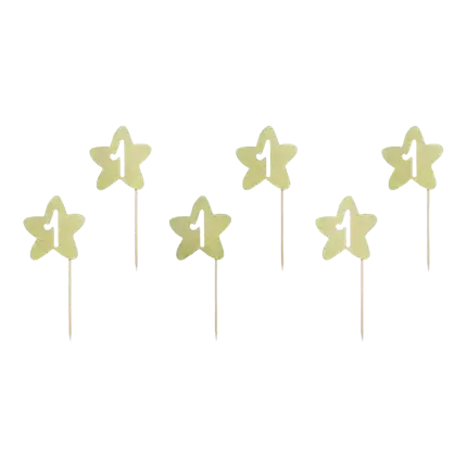 Cupcake decoration 1st Birthday gold glitter (Set of 6)