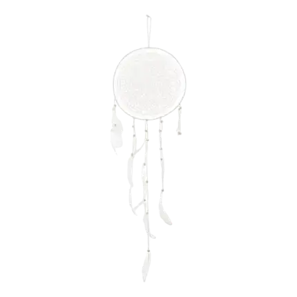 Dreamcatcher white with feathers 94x30cm