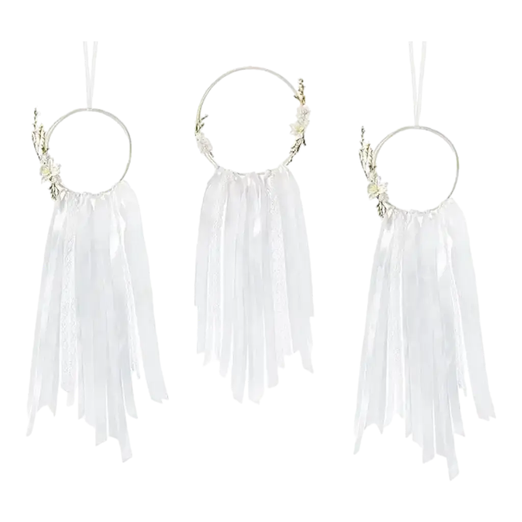 White dream catcher with flowers (Set of 3)