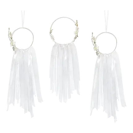 White dream catcher with flowers (Set of 3)