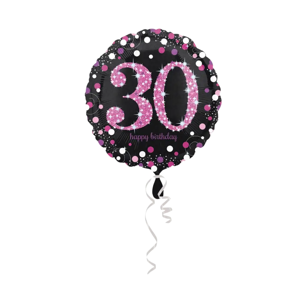 30 years old round birthday balloon pink