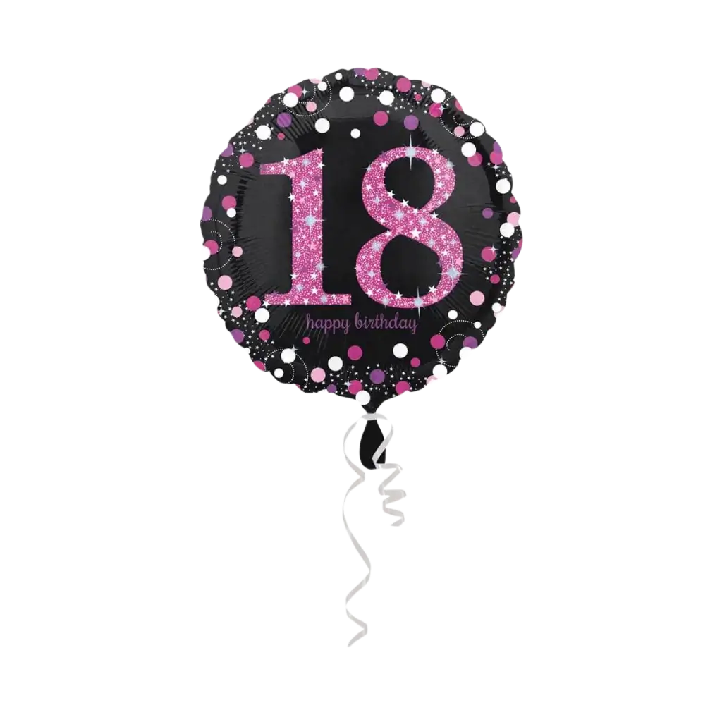 18 year old round birthday balloon pink