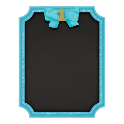 Blackboard 1st Birthday with blue outline 23x18cm